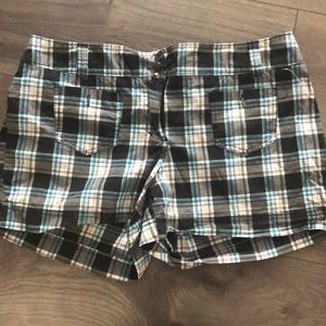 Size 10 Blue and Brown Hip shorts.
